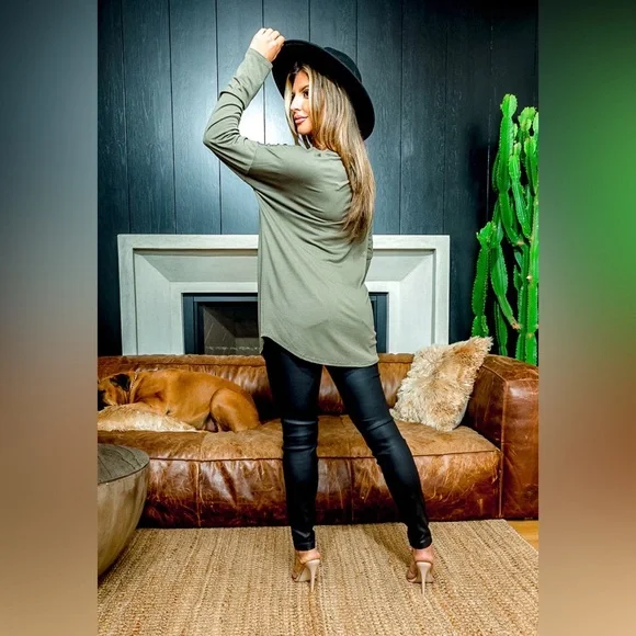 Olive Long Sleeve Women's Top - Picture 3 of 6